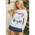 White Tinsel Merry and Bright Graphic Christmas...