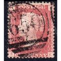 1858 sg43 1d RED plate 85 (F K) FINE USED BDO16