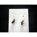 One off yellow & black crystal glass earrings p...