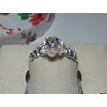 20ct round White Topaz Rose/Flower Sterling Sil...