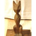Vintage Wooden Siamese Cat Sculpture Carved Han...