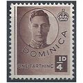 Dominica 1940 SG109a 1/4d Chocolate Mounted Mint
