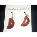Sparkly red goldstone half moon style 925 sterl...