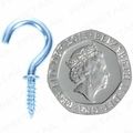 50x SILVER SMALL 15mm HOOKS HAND SCREW Mini Key...