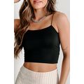Black Spaghetti Strap Skinny Fit Cropped Tank Top