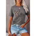 Be Kind Leopard Heart Shape Print Short Sleeve ...