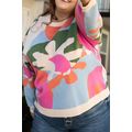 Multicolour Plus Size Floral Drop Shoulder Sweater