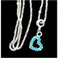 Love Heart Blue Crystal Gem Silver Plated Penda...