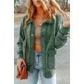 Green Vintage Washed Flap Pocket Button Shacket