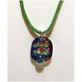 Pendant dichroic glass 1-1/8 inch + 18 inch gre...