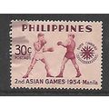 PHILIPPINES 1954 2nd ASIAN GAMES 30c BOXING RED...