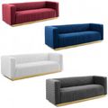 Velvet Sofa Couch Channel Tufted Vintage Glamou...