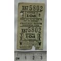 Vintage: Crosville Motor Services 10d perforated single & return ticket