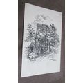1930s Pencil Sketch Postcard - St Martins Churc...
