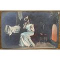 vintage colour postcard Couple by Fireside