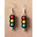Fun Traffic Lights Roadworks Road Resin Dangle / Drop Silver Plated Earrings