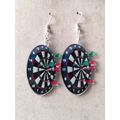 Dart Board / Darts Quirky/funky, Earrings Silver Plated Wires