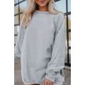 Light Grey Ribbed Corded Oversized Sweatshirt