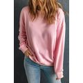 Pink Solid Classic Crewneck Pullover Sweatshirt