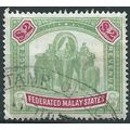 Federated Malay States 1904 SG49 $2 Green & Car...