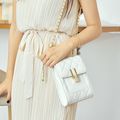 Genuine Leather Women's Chain Shoulder Bag White