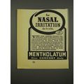 1940 Mentholatum Ointment Ad - For Nasal Irrita...