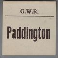 GREAT WESTERN RAILWAY LUGGAGE LABEL - PADDINGTO...