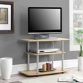 Modern TV Stand Light Oak Wood Finish with Stur...