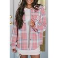Pink Plaid Flap Pocket Flannel Shacket
