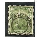 Zanzibar KGV 1936 1/- Yellow Green Used SG 318 ...