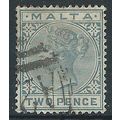Malta 1885 SG23 2d Grey Wmk Crown CA Good+ Used...
