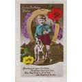 Boy Pulling Braces On Rocking Horse Cowboy Styl...