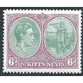 St Kitts-Nevis 1944 SG74 6d Green & Purple Perf...