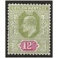 Ceylon 1903 SG270 12c Sage-Green & Rosine (crea...