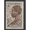 IVORY COAST 1936 4c BROWN BAOULE WOMEN SG 117 M...