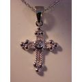 Cross Necklace Sterling Silver Cubic Zirconia D...
