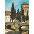 Pont et l'eglise St Vincent Salies de Bearn Fra...
