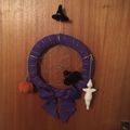 Halloween Door Wreath Crochet Pumpkin Ghost Hat...