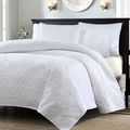 Full / Queen White Classic Coverlet Quilt Set w...