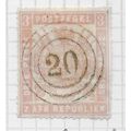 TRANSVAAL ZAR 1872 ARMS 3d LILAC ROUL PMK TARGE...