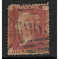 GB 1858 QUEEN VICTORIA 1d RED PLATE 215 OF USED...