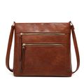 Women Trendy Vegan Leather Hobo Handbags Brown