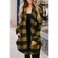 Turn-down Collar Plaid Shirt Coat For Women