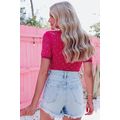 Rose Rhinestone Allover Round Neck Short Sleeve...