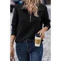 Black Solid Half Zipper Quilted Pullover Sweats...