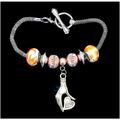 Lovely Love Heart Charm Euro Bead Silver Tone B...