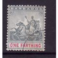 BARBADOS 1890 SG105 1/4d SLATE GREY AND CARMINE...