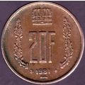 1981 Luxembourg 20 Francs Coin