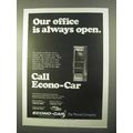 1970 Econo-Car Car Rental Ad - Office Always Open