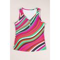 Purple Wavy Striped Buttoned V Neck Tank Top
